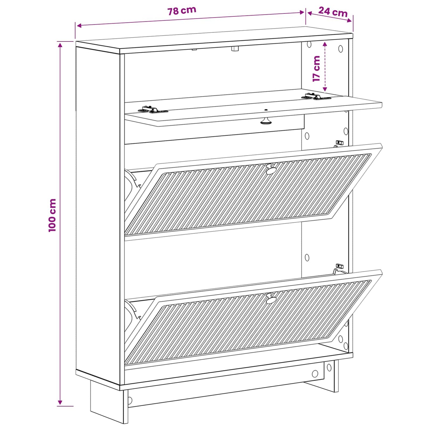 Schuhschrank EDE 78 x 24 x 103 cm Holzwerkstoff Betongrau