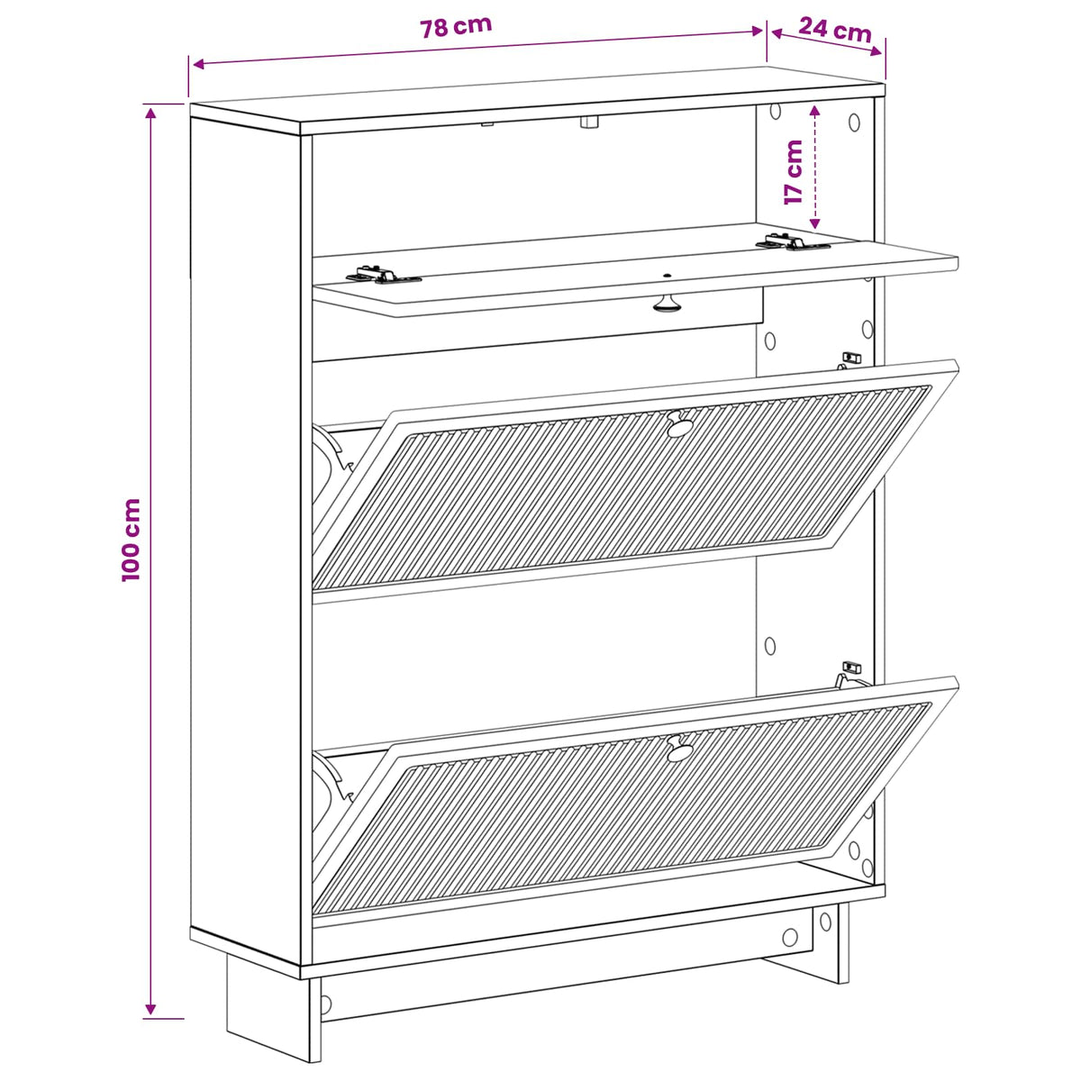 Schuhschrank EDE 78 x 24 x 103 cm Holzwerkstoff Betongrau
