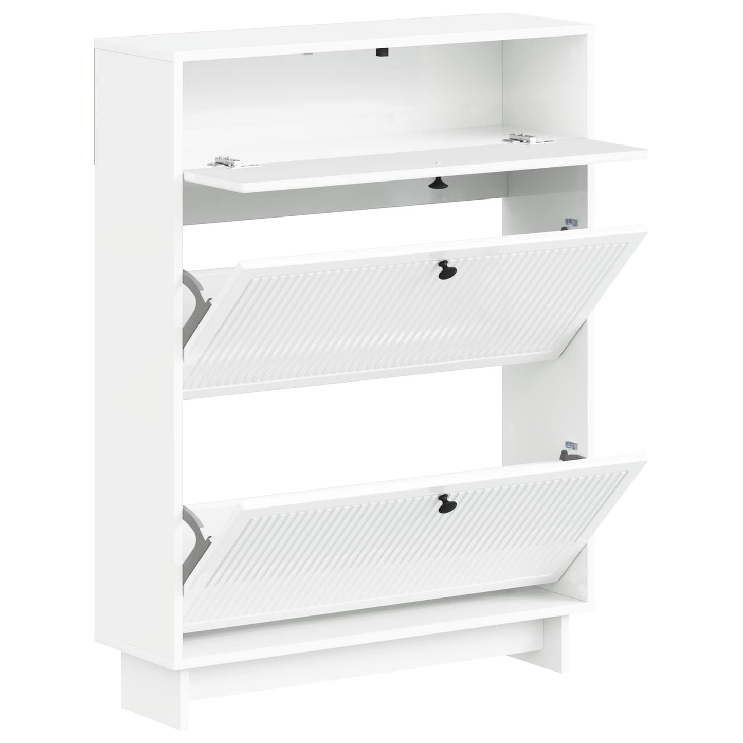 Schuhschrank EDE 78 x 24 x 103 cm Holzwerkstoff Hochglanz Weiß