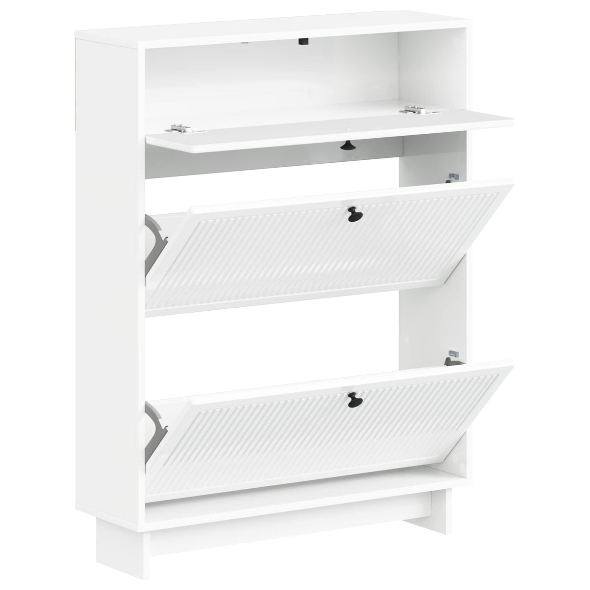 Schuhschrank EDE 78 x 24 x 103 cm Holzwerkstoff Hochglanz Weiß
