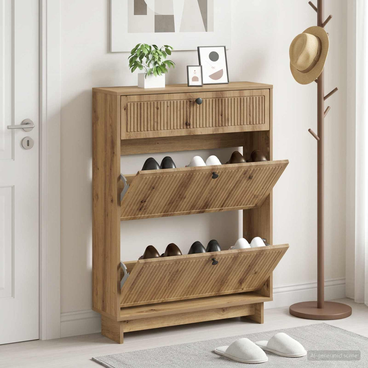 Schuhschrank EDE 78 x 24 x 103 cm Holzwerkstoff Artisan-Eiche