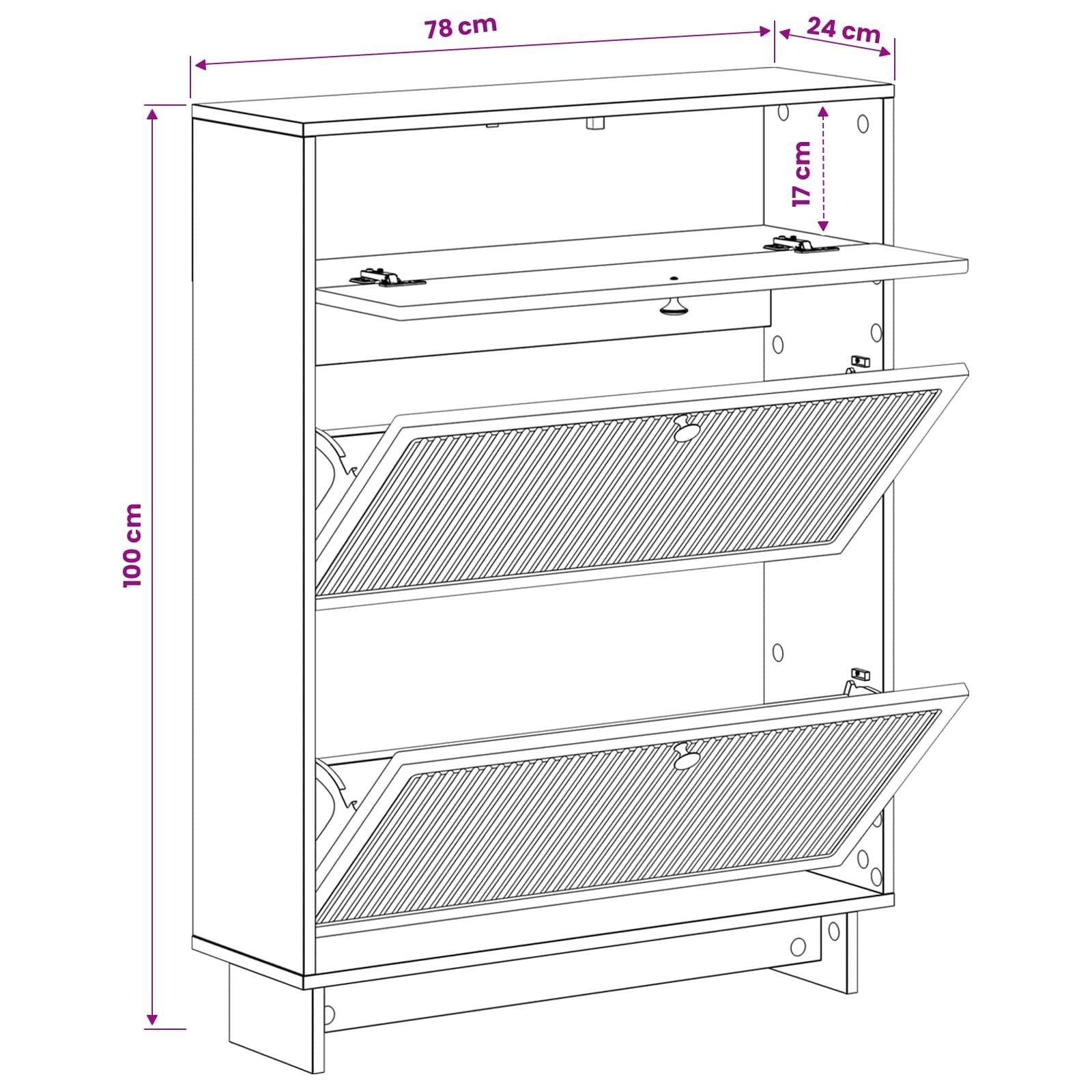 Schuhschrank EDE 78 x 24 x 103 cm Holzwerkstoff Artisan-Eiche