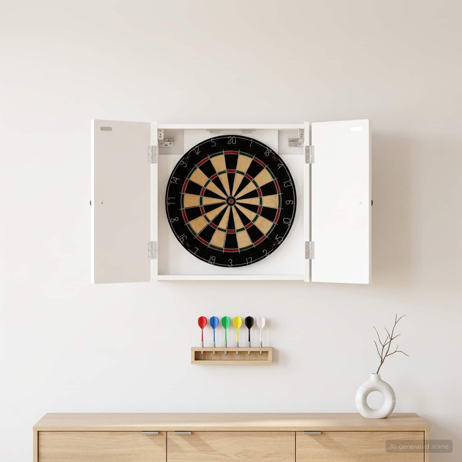 Dartboard Schrank BREDA Weiß 52,5 x 10,5 x 53,5 cm