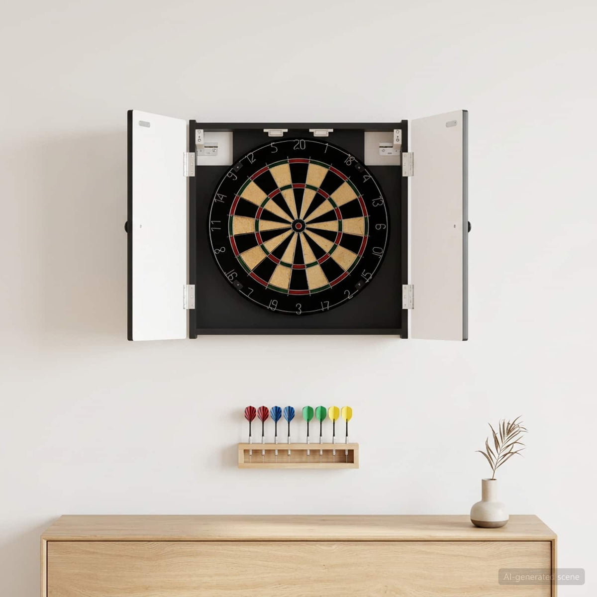 Dartboard Schrank EDE Schwarz 52,5 x 10,5 x 53,5 cm