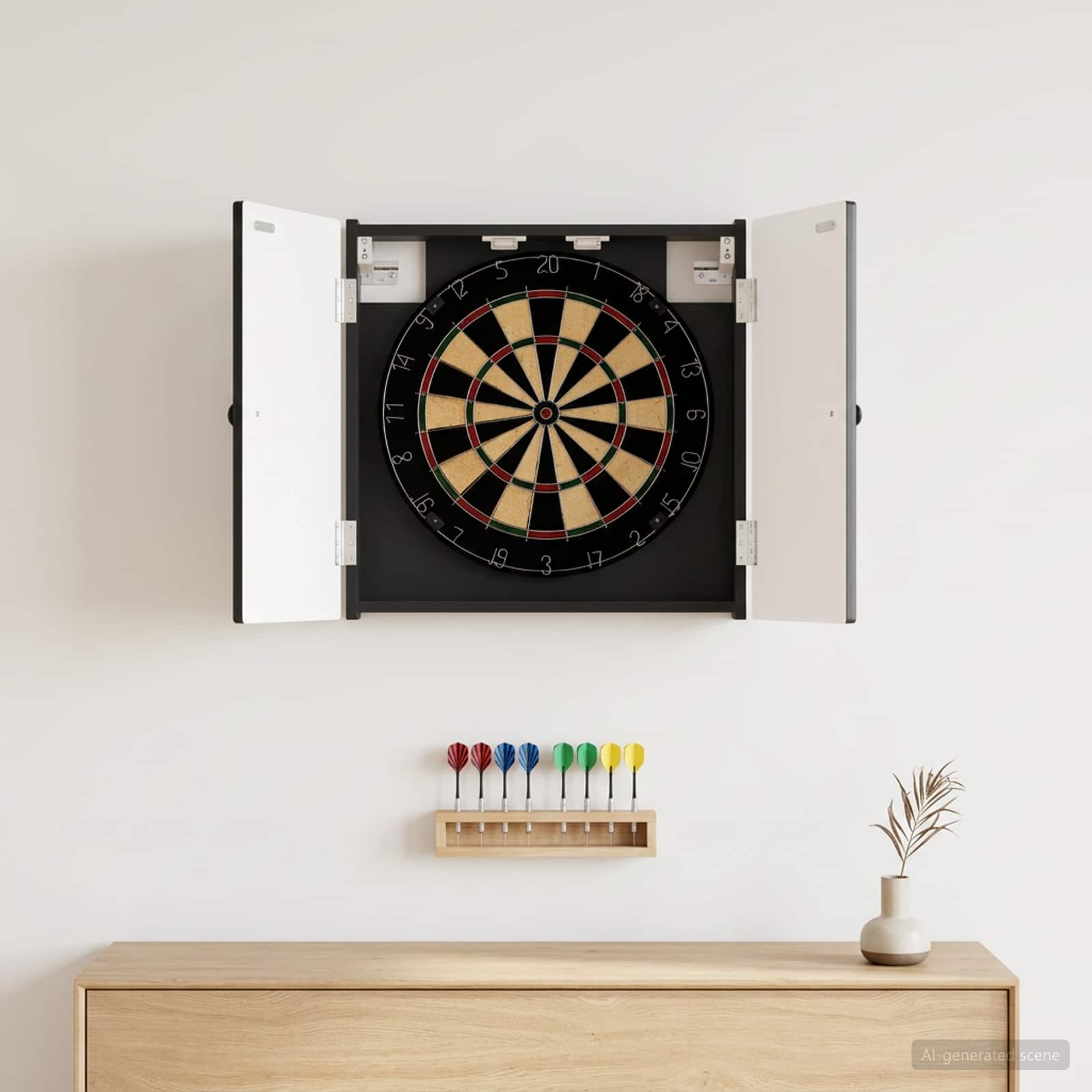 Dartboard Schrank EDE Schwarz 52,5 x 10,5 x 53,5 cm