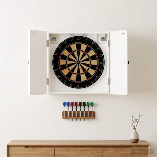 Dartboard Schrank EDE Hochglanz Weiß 52,5 x 10,5 x 53,5 cm