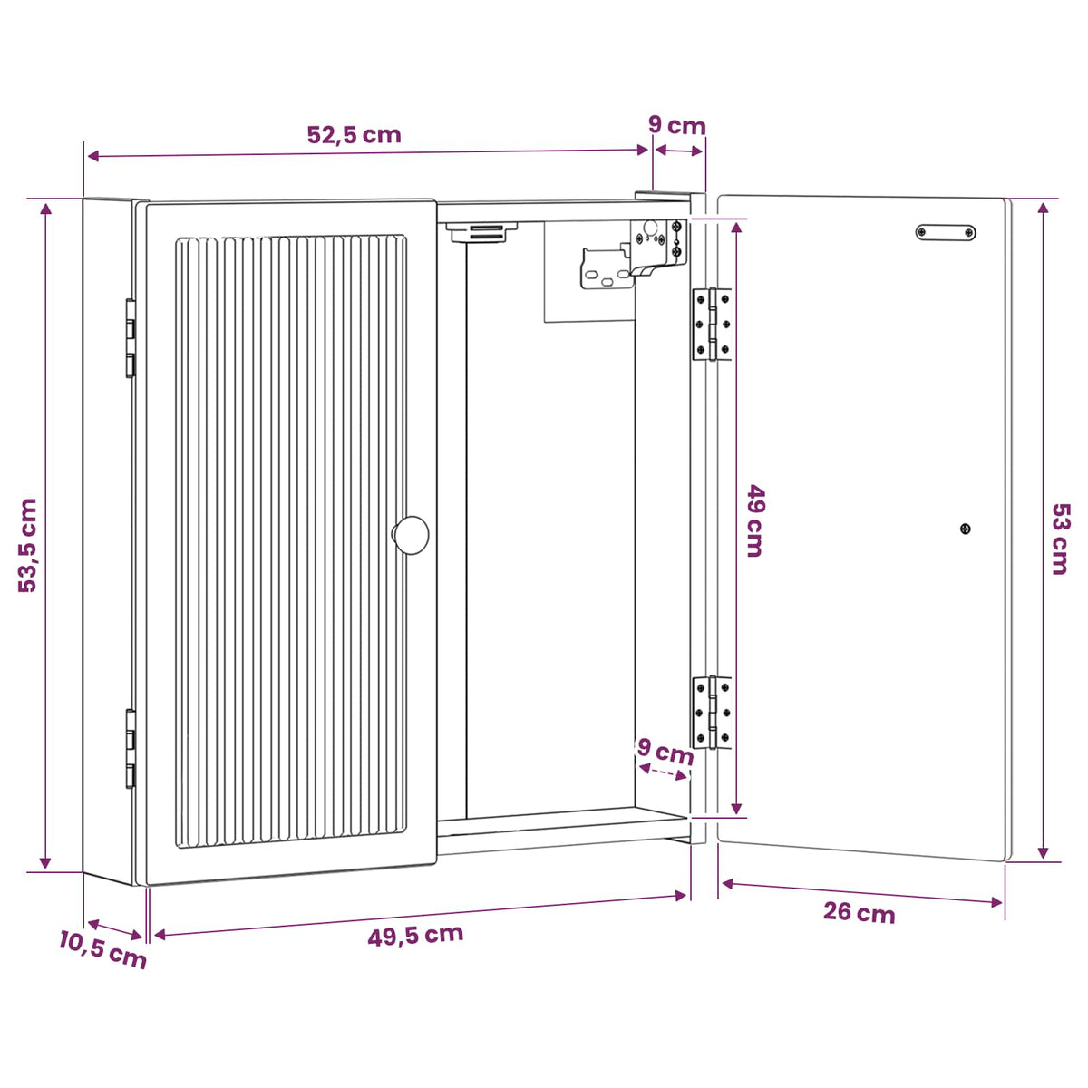 Dartboard Schrank EDE Artisan-Eiche 52,5 x 10,5 x 53,5 cm