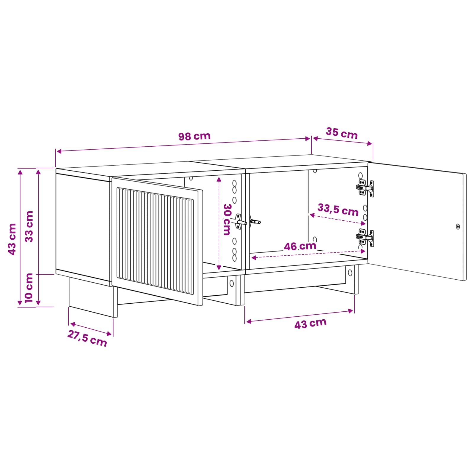 TV-Schrank Schwarz Holzwerkstoff