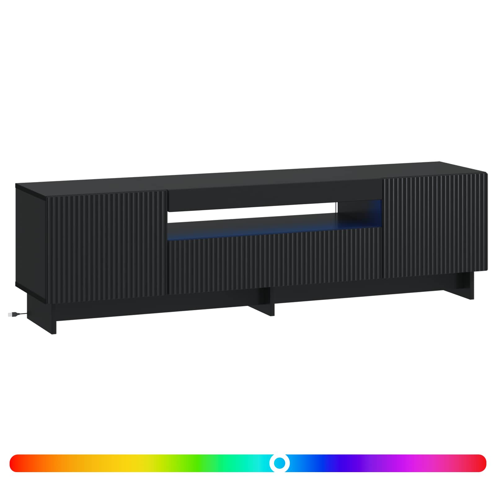 LED-TV-Schrank Schwarz Holzwerkstoff