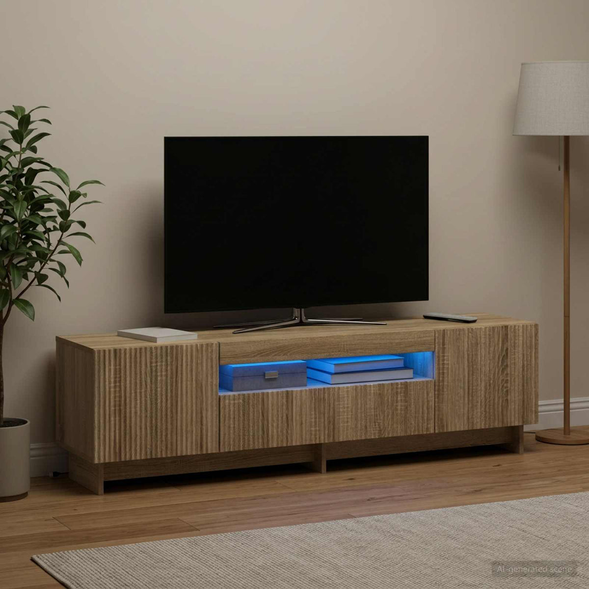 LED-TV-Schrank Sonoma-Eiche Holzwerkstoff