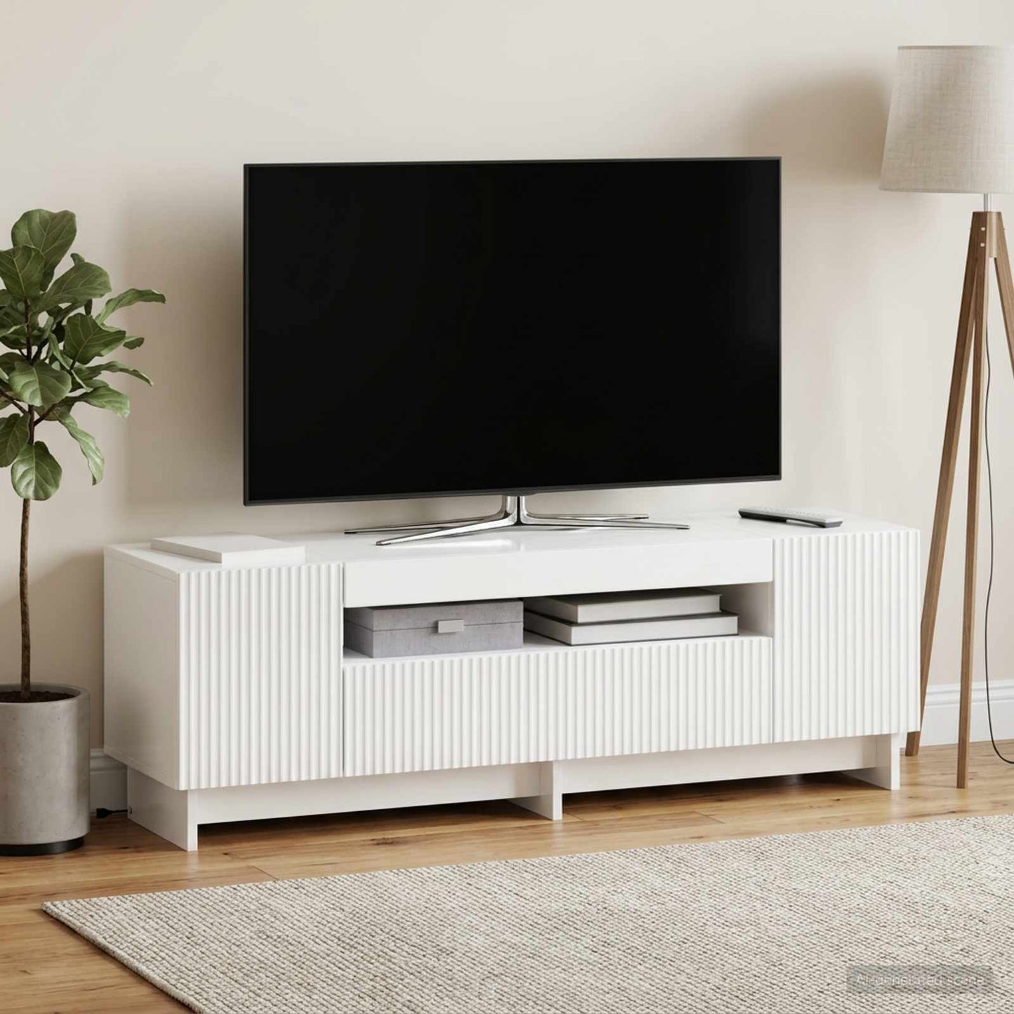 LED-TV-Schrank Hochglanz Weiß Holzwerkstoff