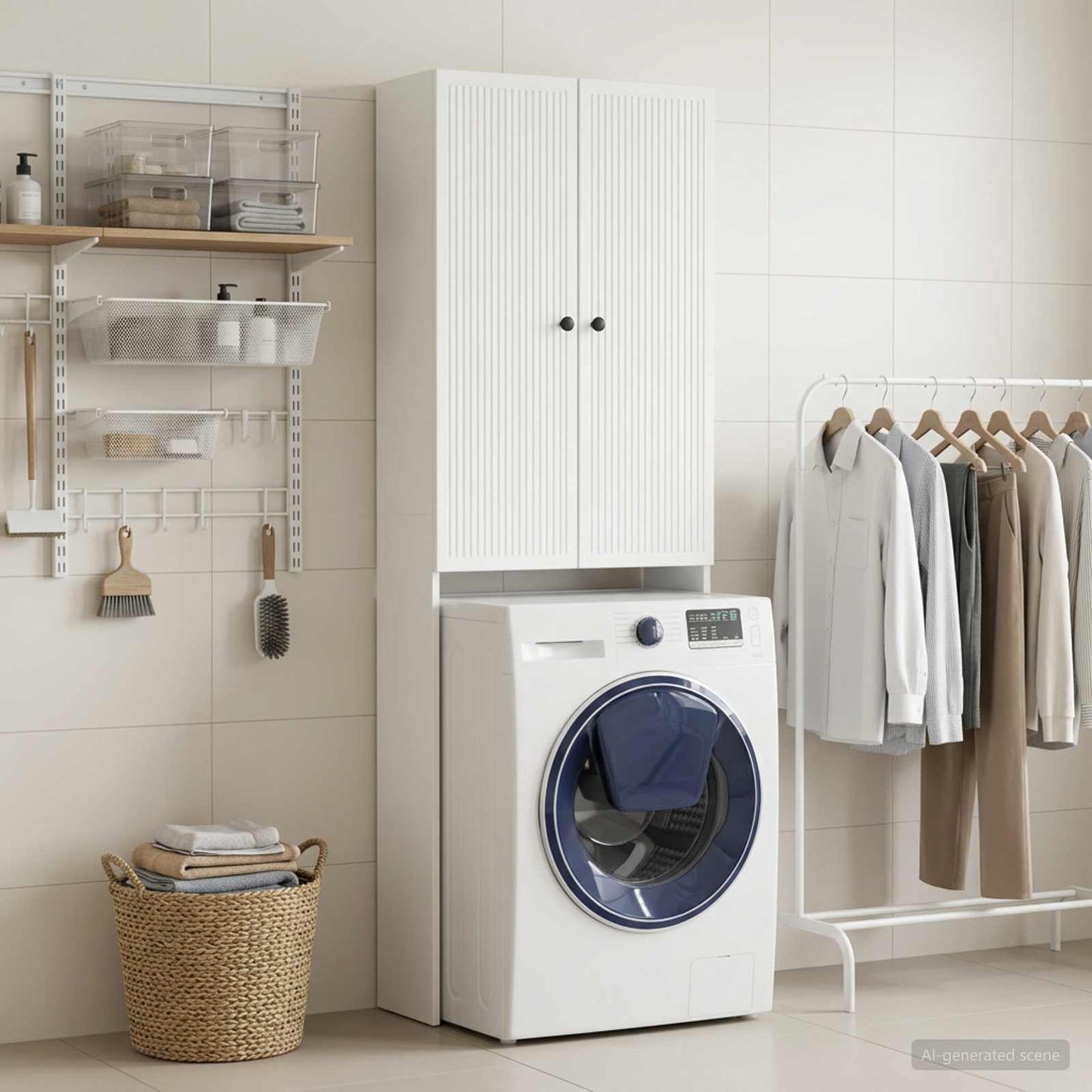 Toilettenschrank EDE Weiß 66 x 25,5 x 190 cm Holzwerkstoff
