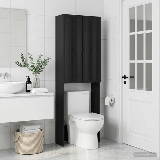 Toilettenschrank EDE Schwarz 66 x 25,5 x 190 cm Holzwerkstoff
