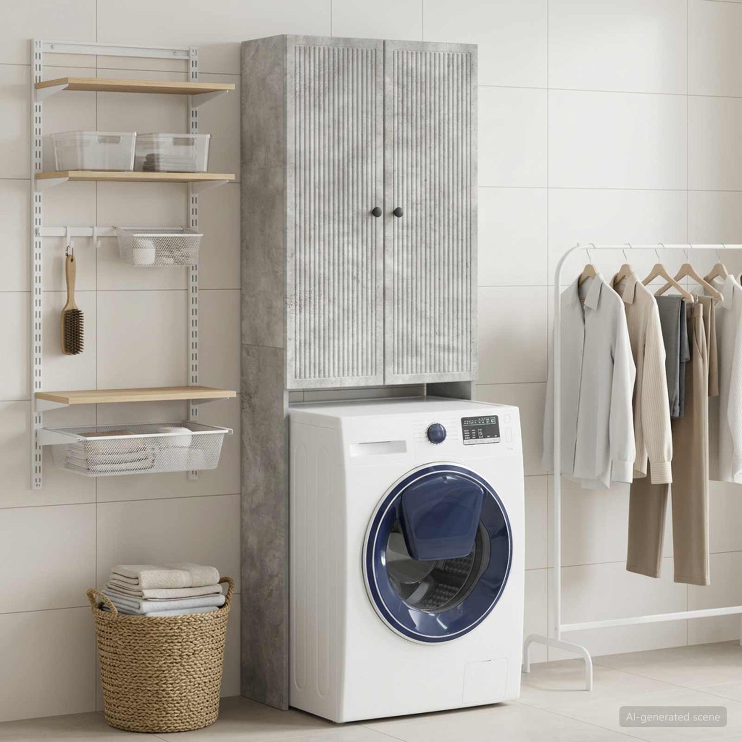 Toilettenschrank EDE Betongrau 66 x 25,5 x 190 cm Holzwerkstoff