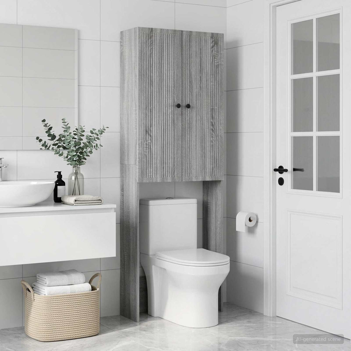 Toilettenschrank EDE Sonoma-Grau 66 x 25,5 x 190 cm