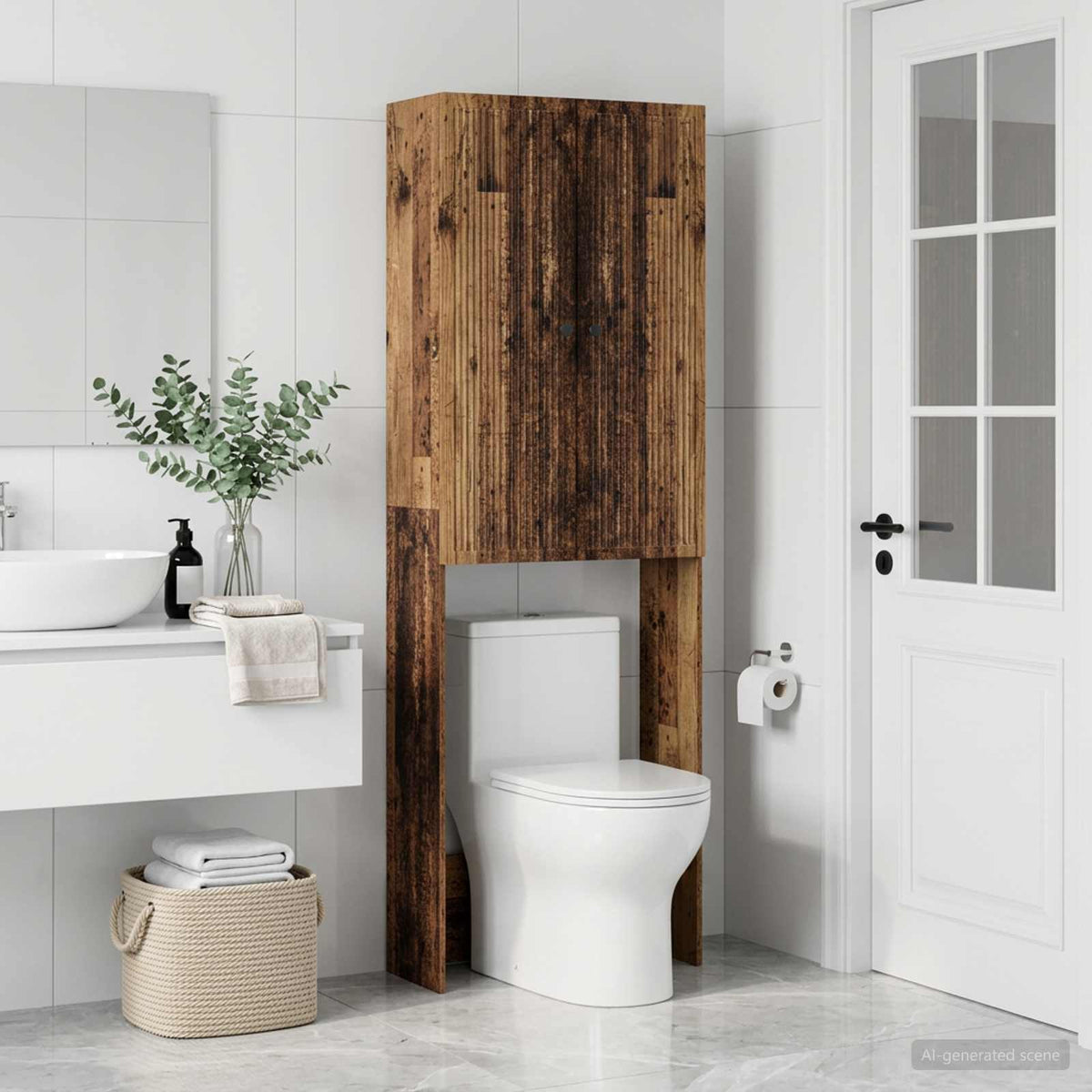 Toilettenschrank EDE Altholz 66 x 25,5 x 190 cm Holzwerkstoff