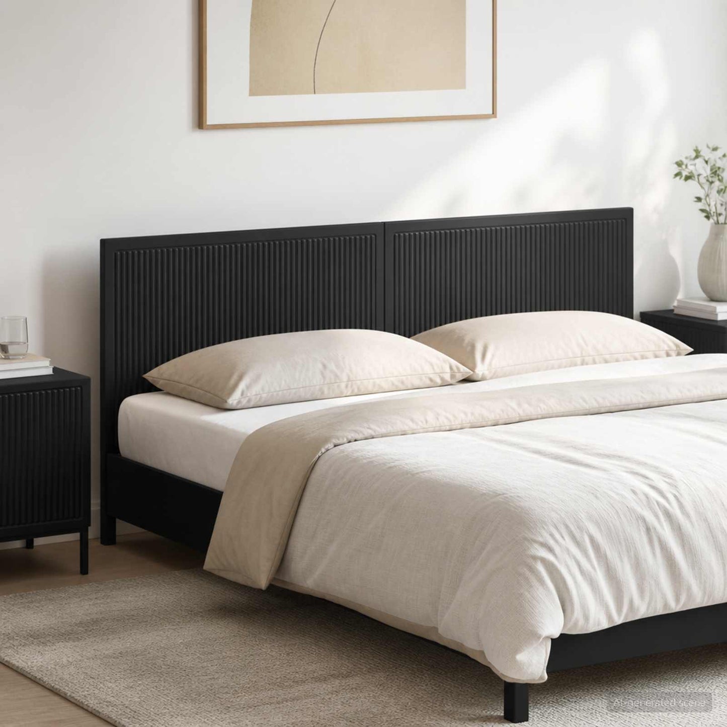 Wandmontiertes Kopfteil EDE Schwarz Holzwerkstoff