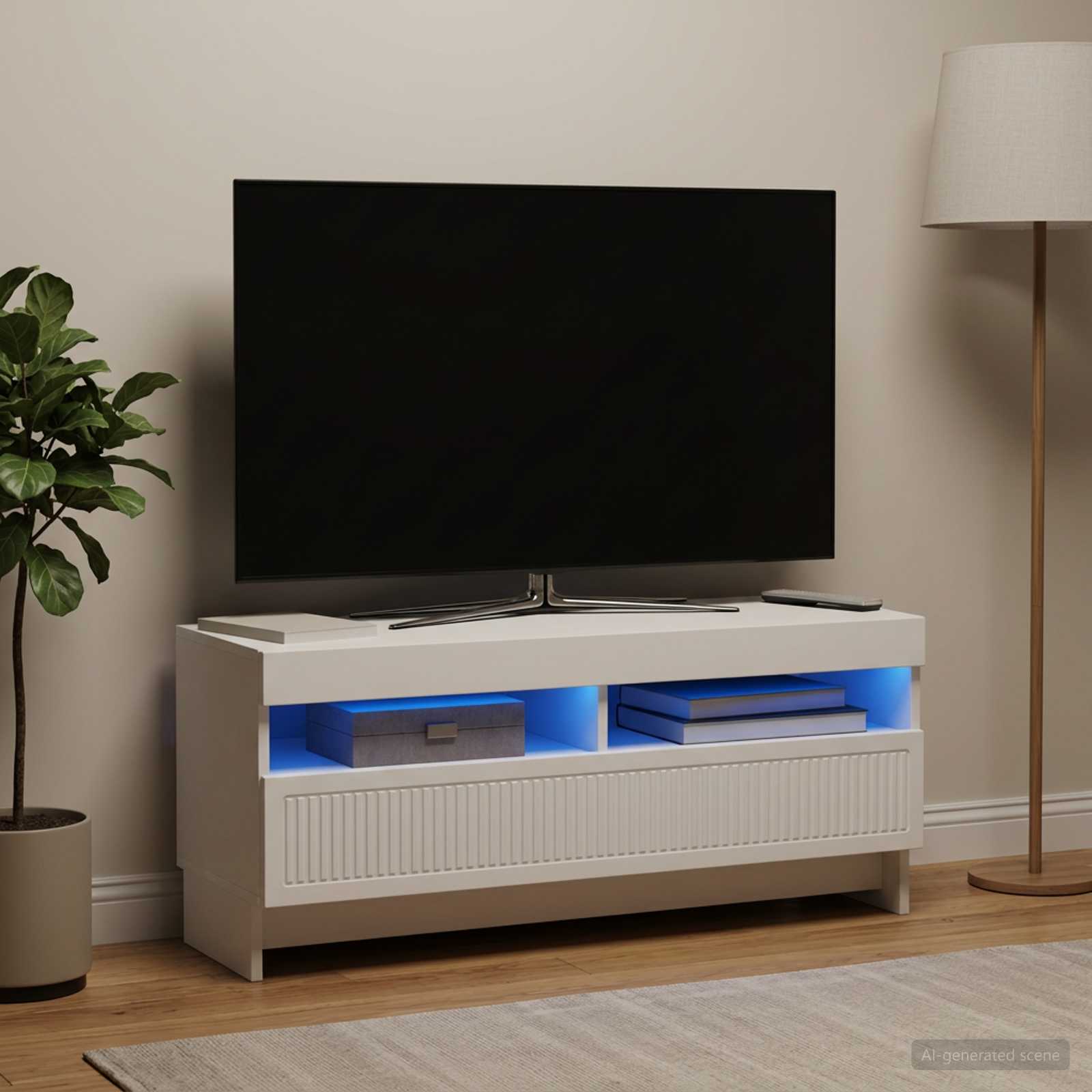 LED-TV-Schrank Weiß Holzwerkstoff