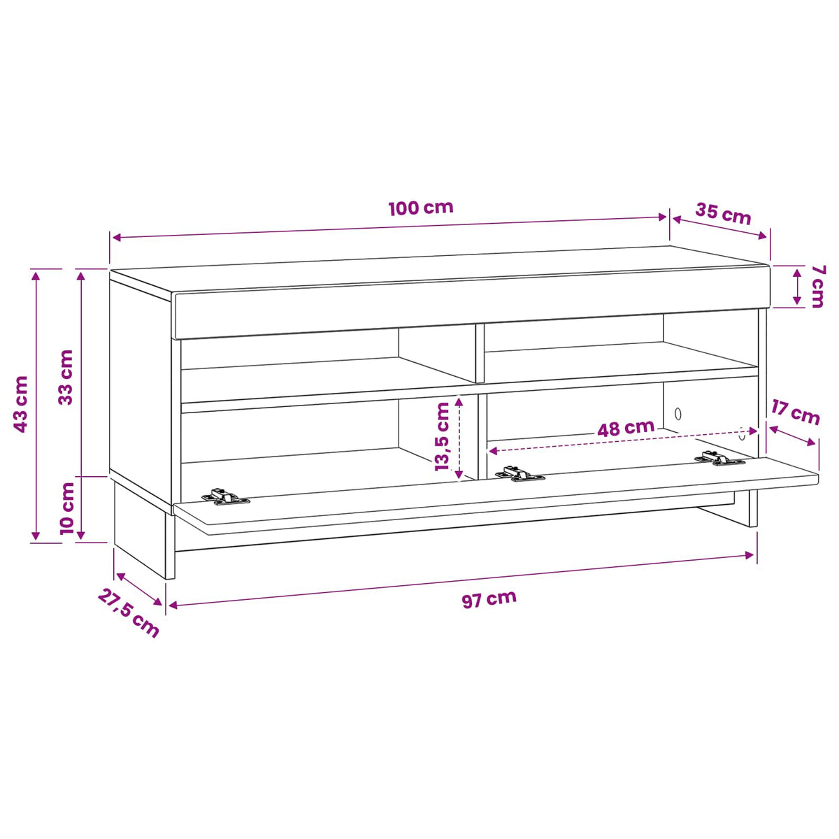 LED-TV-Schrank Weiß Holzwerkstoff