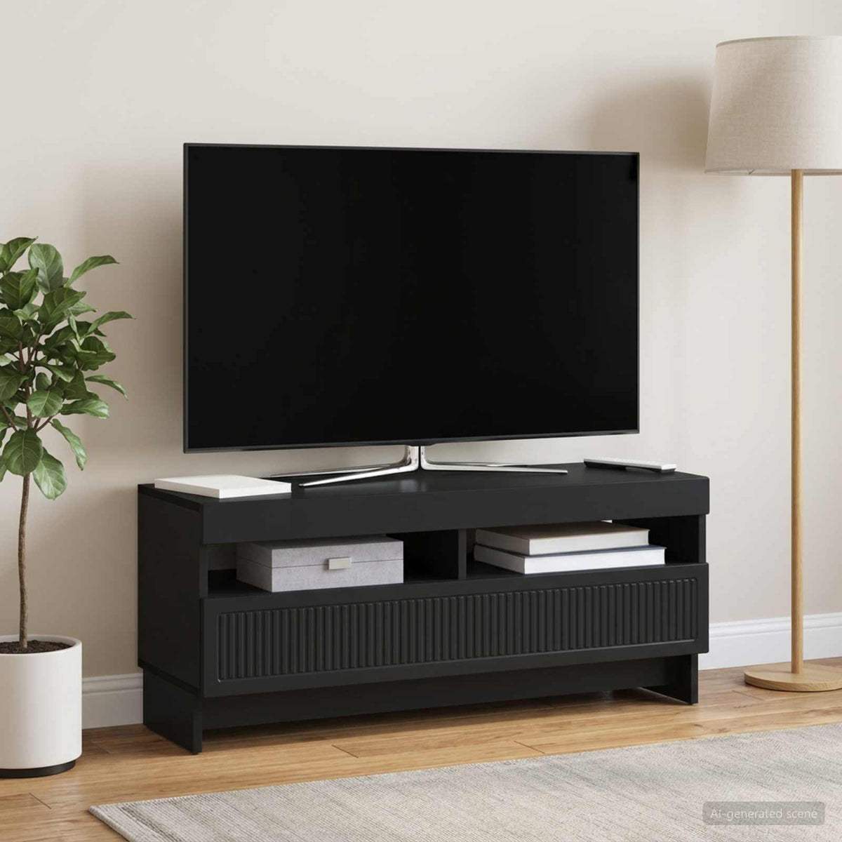 LED-TV-Schrank Schwarz Holzwerkstoff