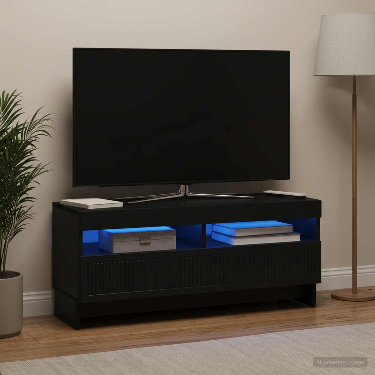 LED-TV-Schrank Schwarz Holzwerkstoff