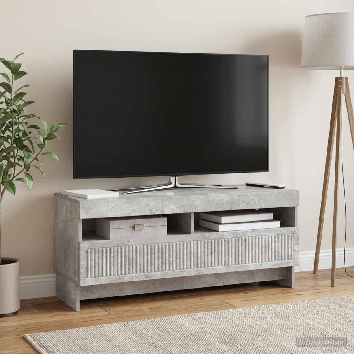 LED-TV-Schrank Betongrau Holzwerkstoff