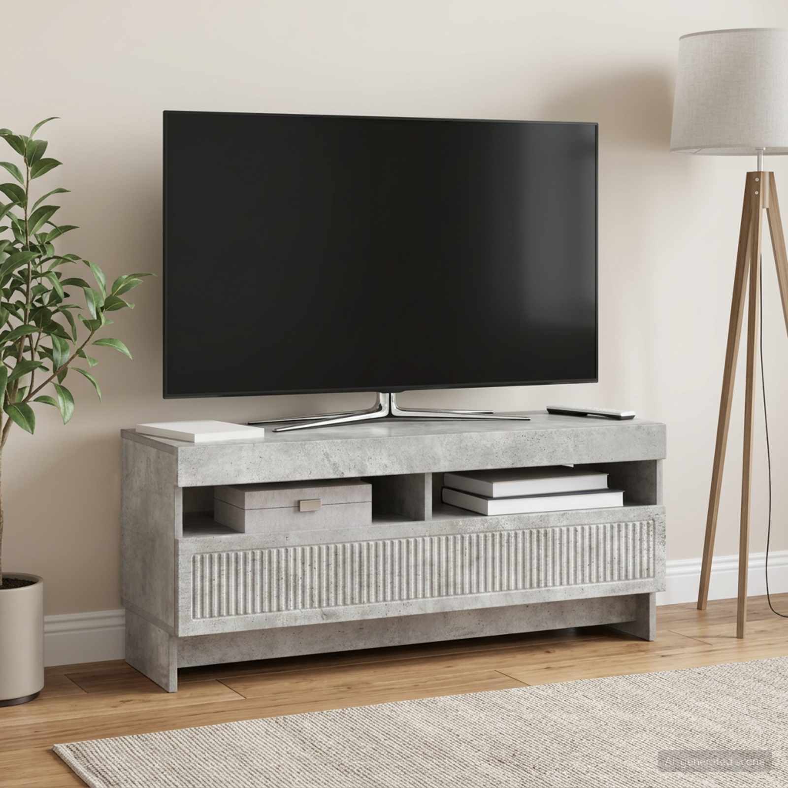 LED-TV-Schrank Betongrau Holzwerkstoff