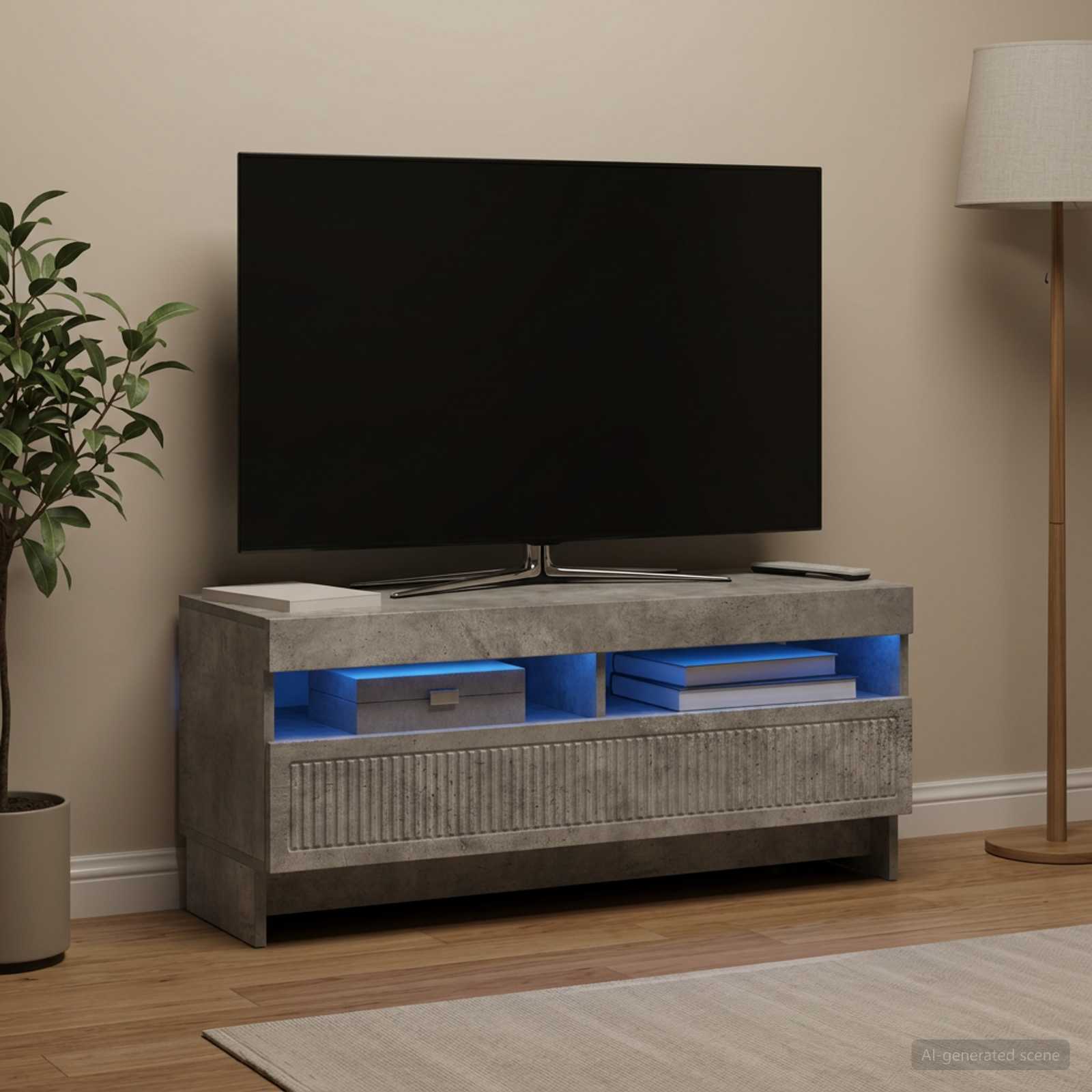 LED-TV-Schrank Betongrau Holzwerkstoff