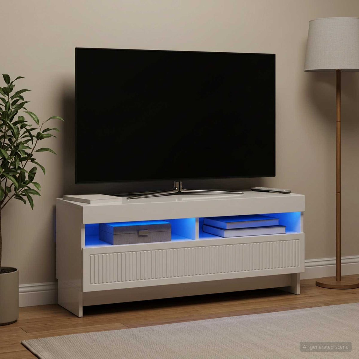 LED-TV-Schrank Hochglanz Weiß Holzwerkstoff