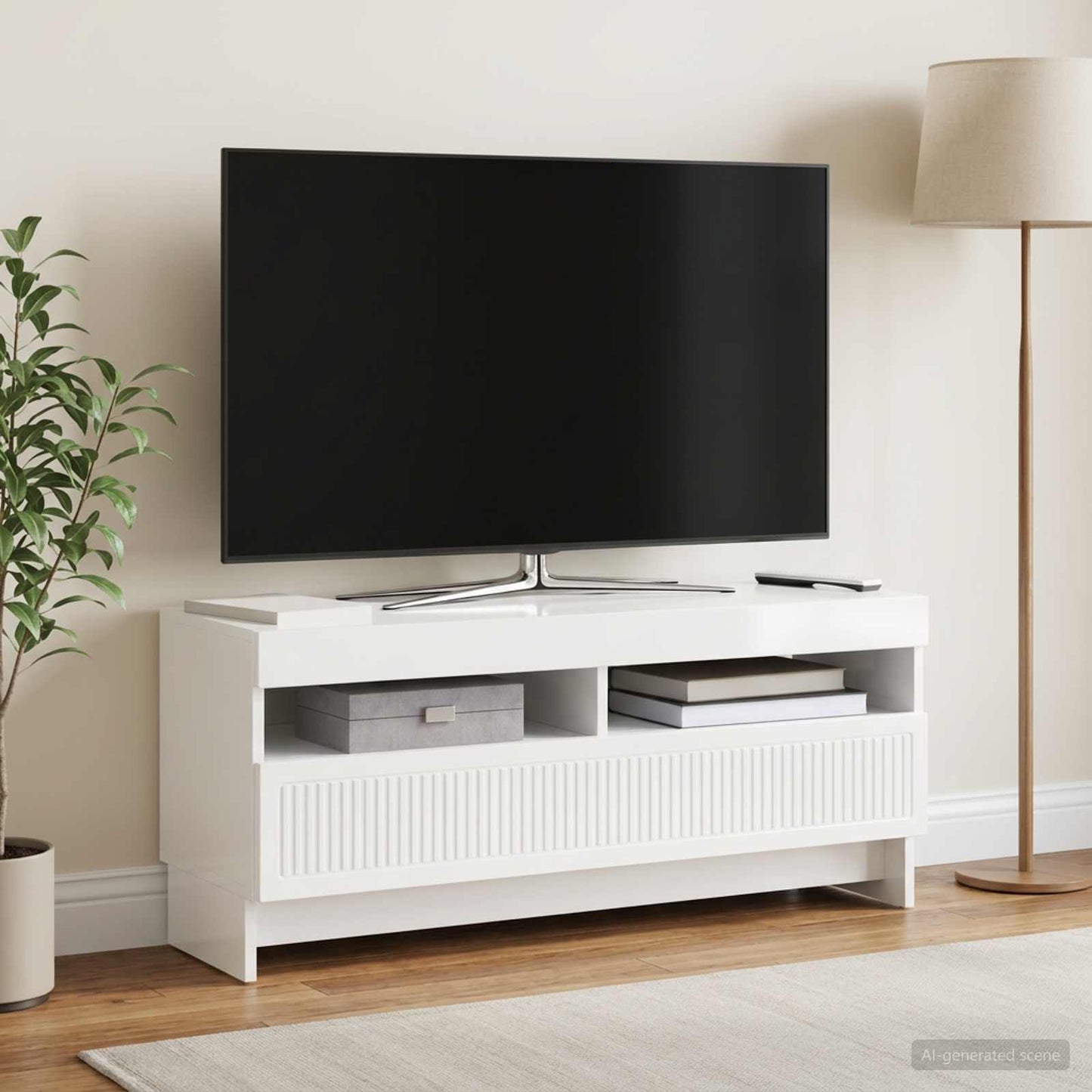 LED-TV-Schrank Hochglanz Weiß Holzwerkstoff