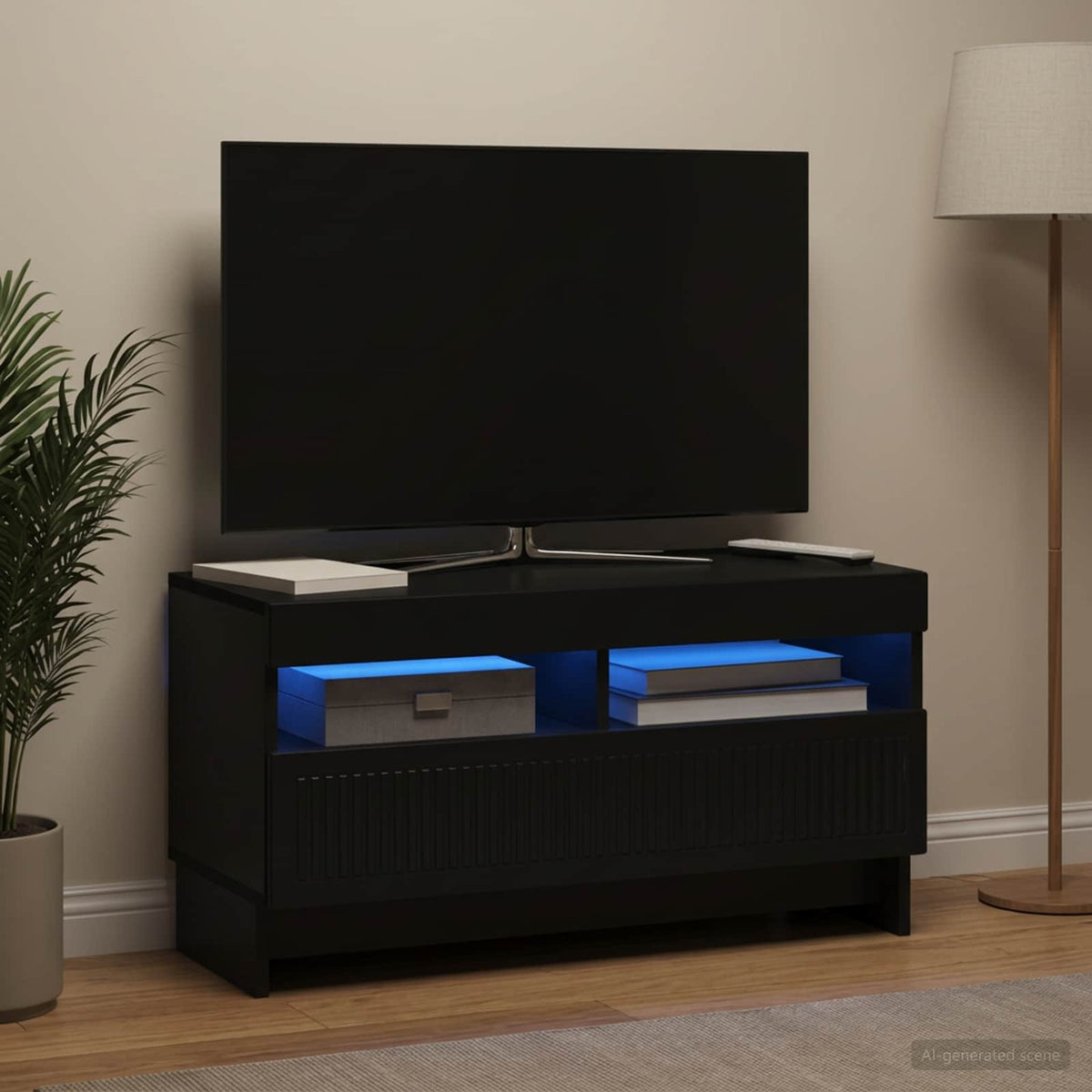 LED-TV-Schrank Schwarz Holzwerkstoff