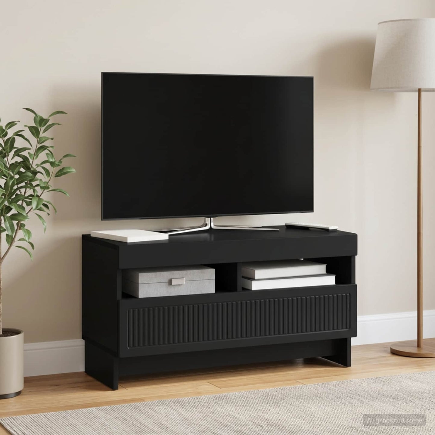 LED-TV-Schrank Schwarz Holzwerkstoff