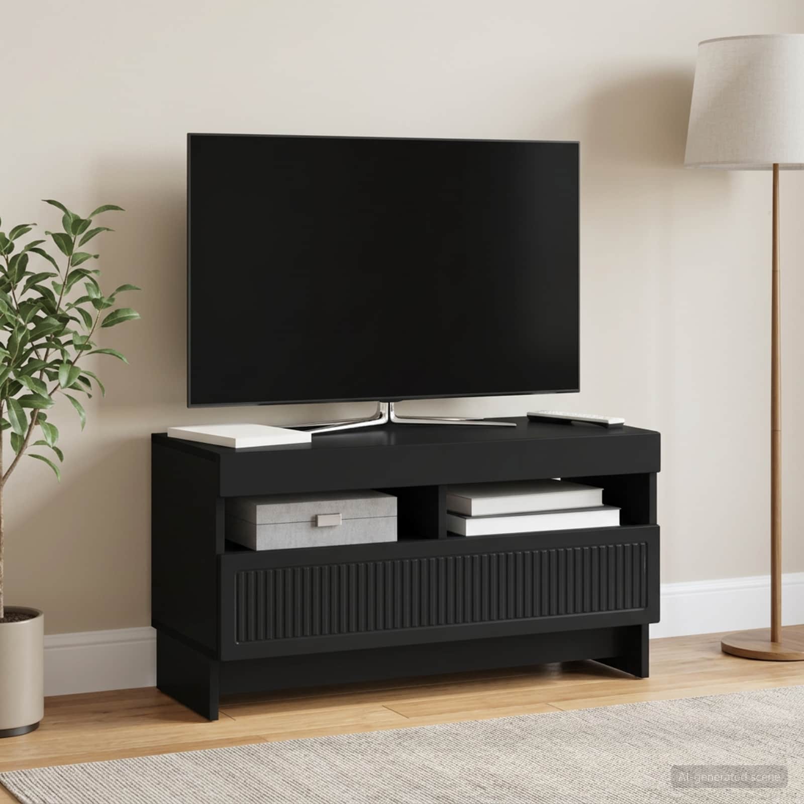 LED-TV-Schrank Schwarz Holzwerkstoff