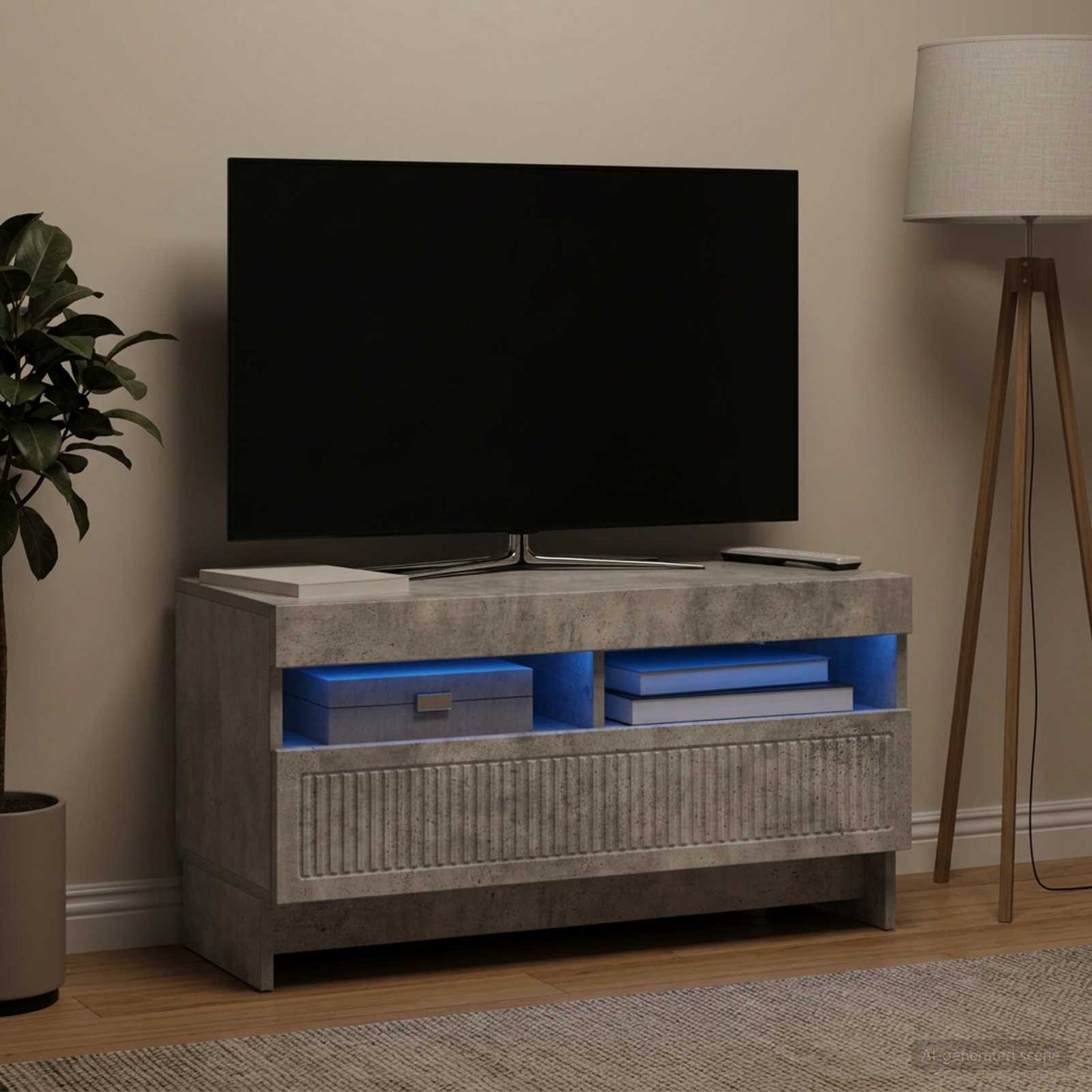 LED-TV-Schrank Betongrau Holzwerkstoff