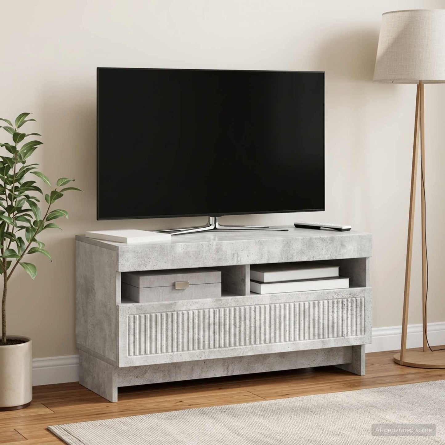 LED-TV-Schrank Betongrau Holzwerkstoff