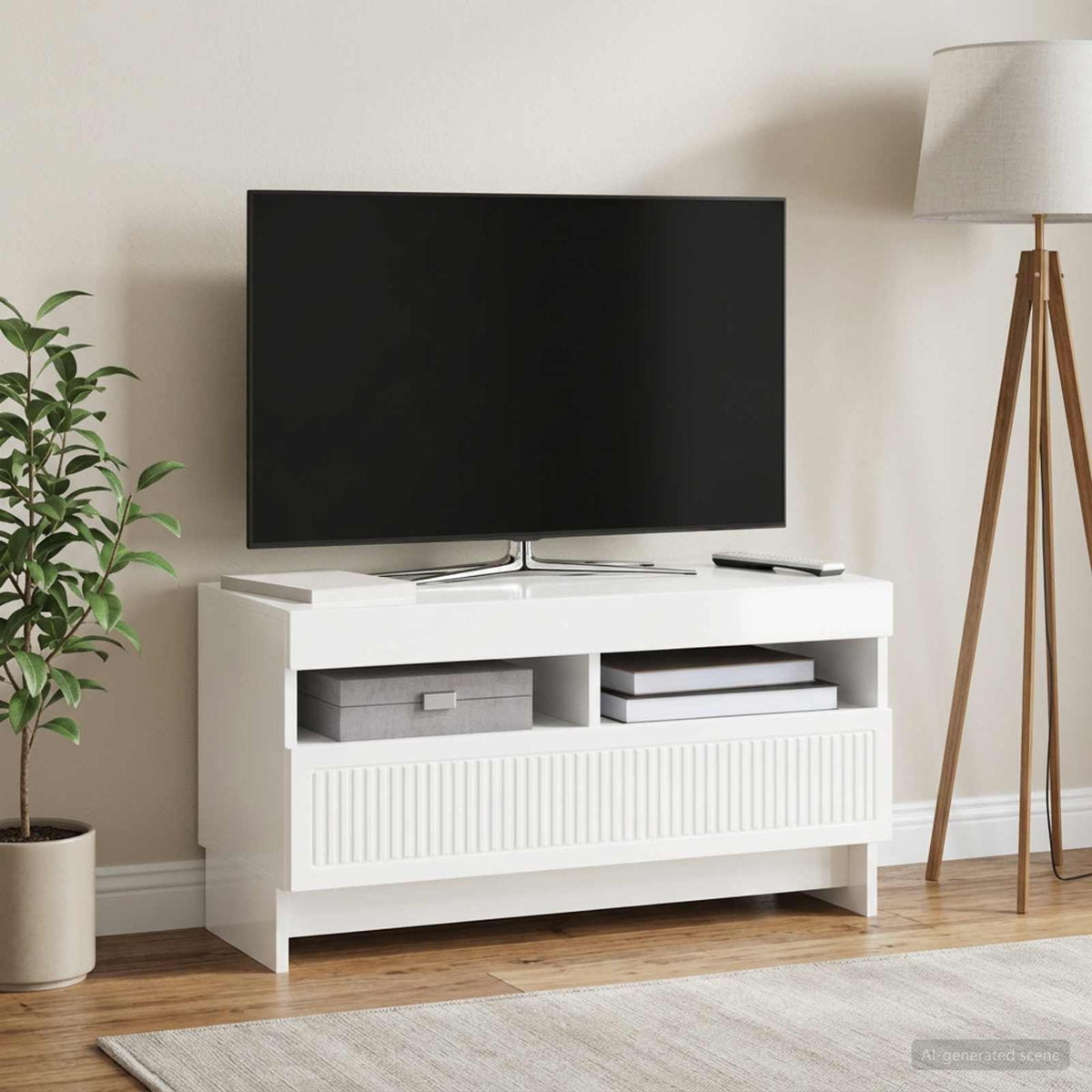 LED-TV-Schrank Hochglanz Weiß Holzwerkstoff