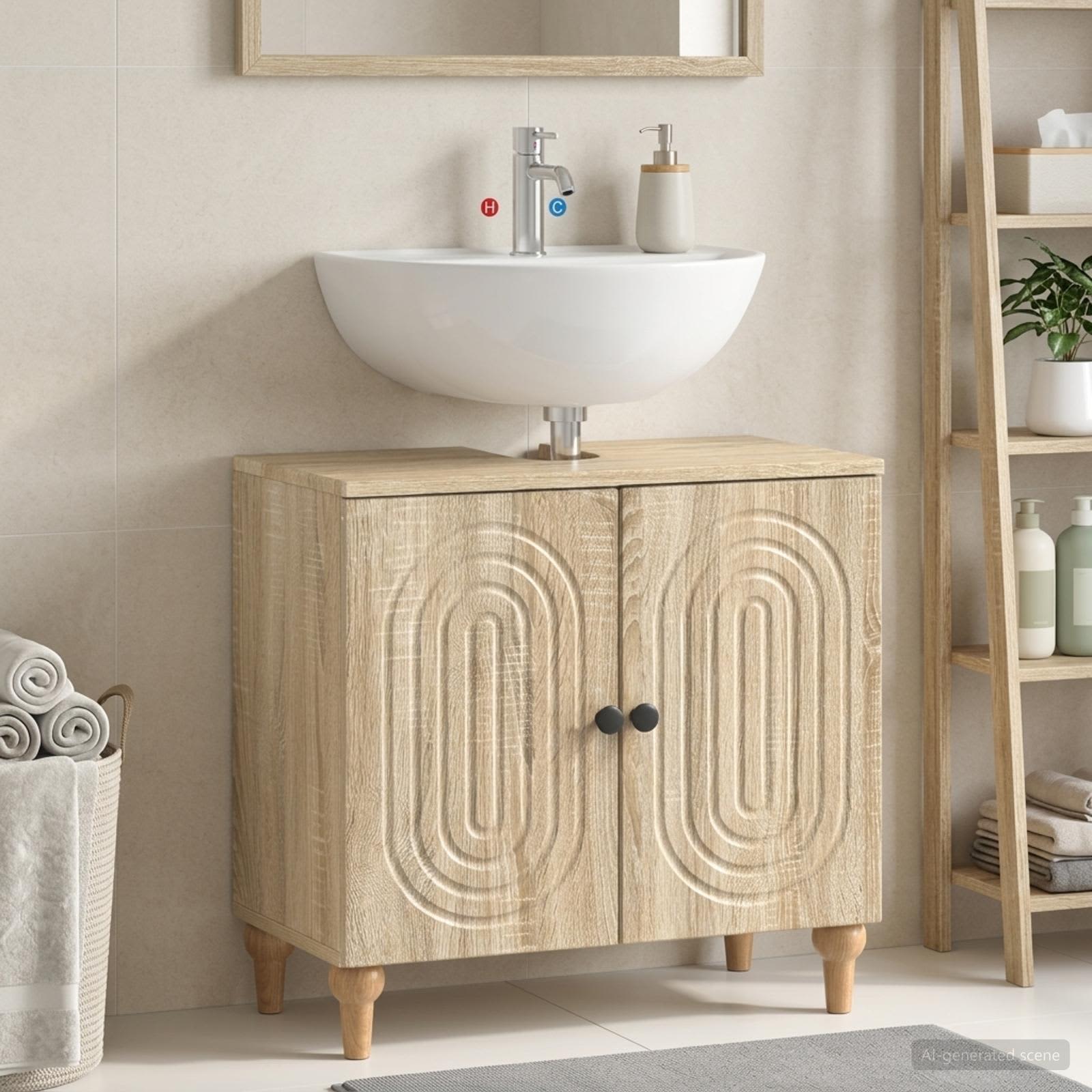 Waschbeckenschrank ALKMAAR Sonoma-Eiche 59,5 x 31,5 x 59 cm