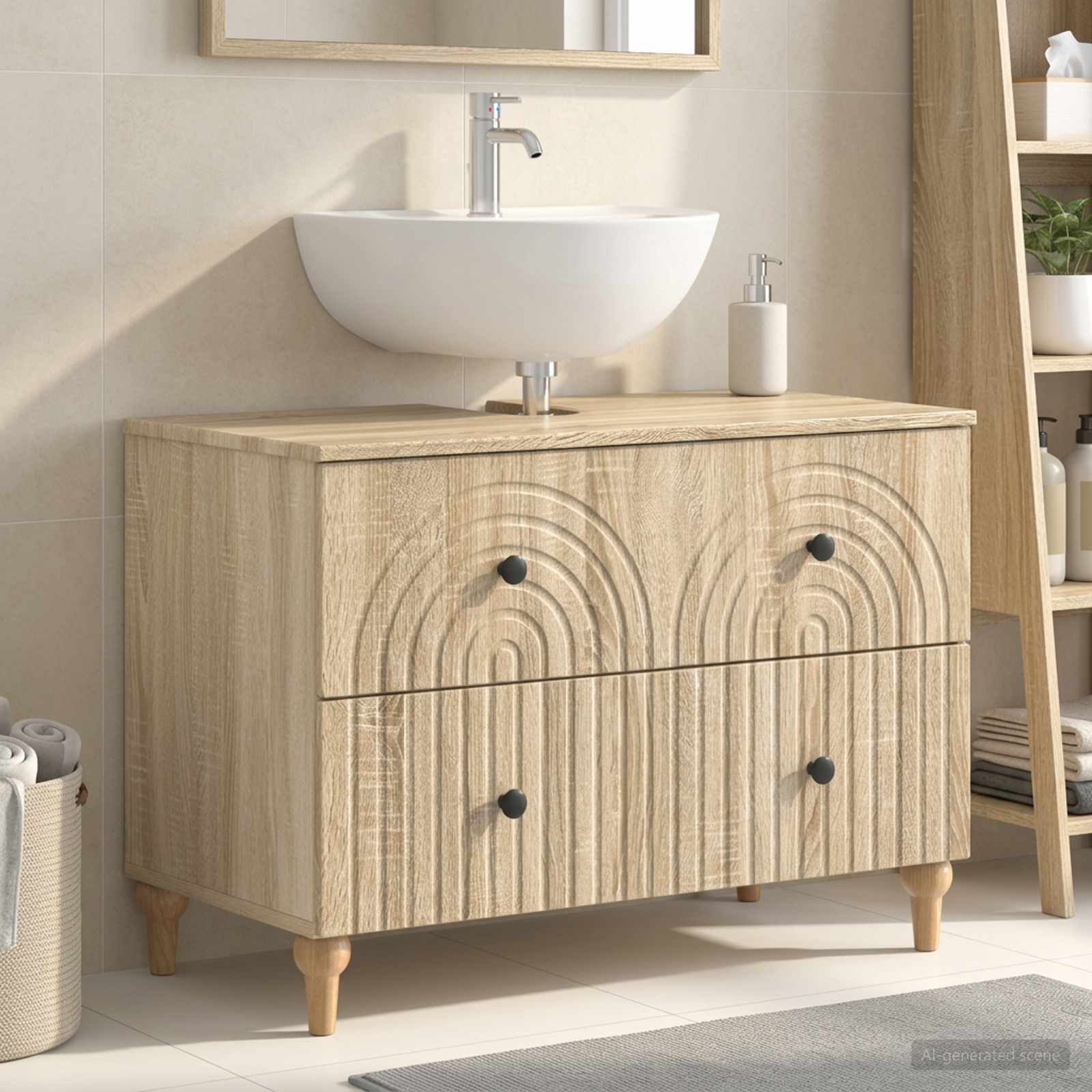 Waschbeckenschrank ALKMAAR Sonoma-Eiche 82 x 41 x 59 cm
