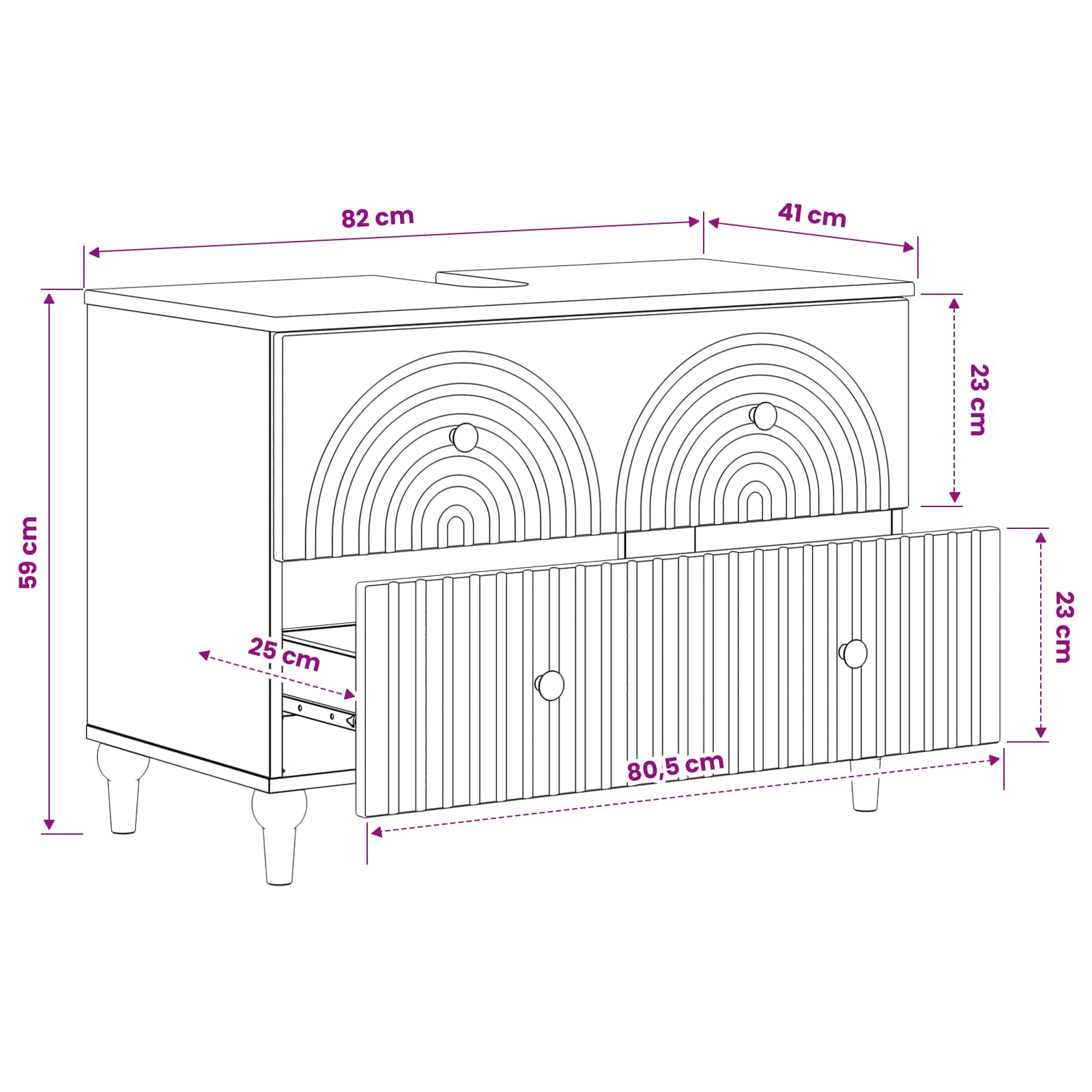 Waschbeckenschrank ALKMAAR Betongrau 82 x 41 x 59 cm
