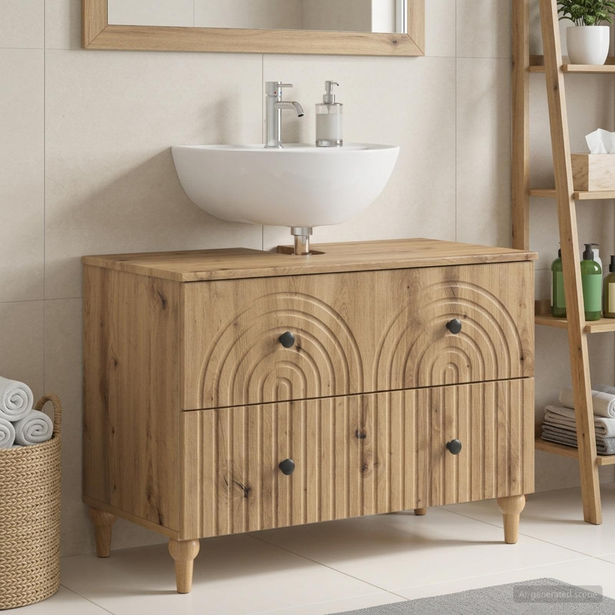 Waschbeckenschrank ALKMAAR Artisan-Eiche 82 x 41 x 59 cm