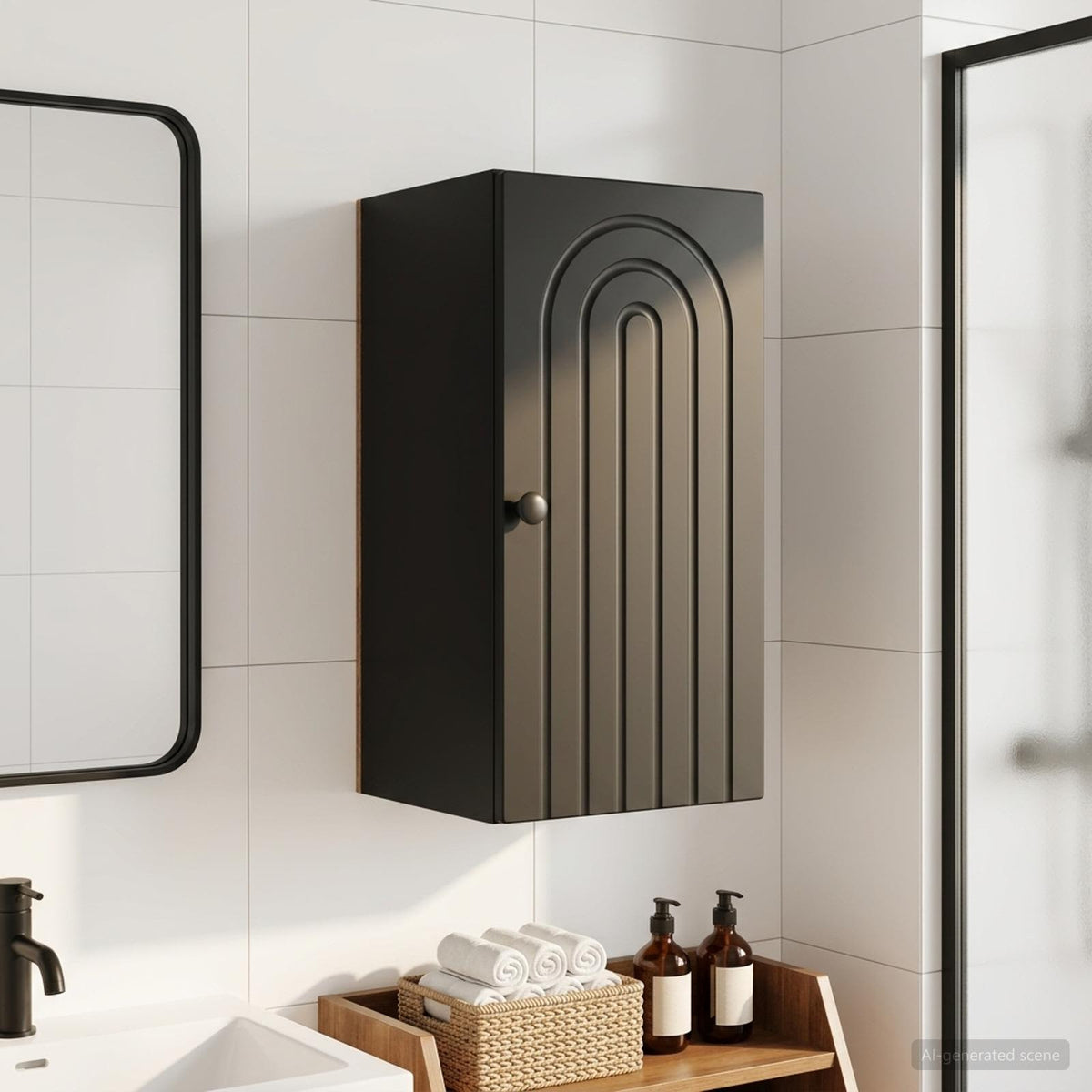Badezimmer-Wandschrank ALKMAAR Schwarz 30 x 31 x 59 cm