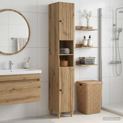 Badezimmerschrank mit offenem Regal ALKMAAR Artisan-Eiche