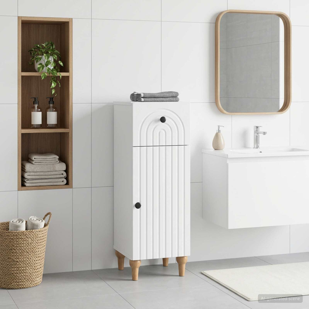 Badezimmer Aufbewahrungsschrank ALKMAAR Weiß 30 x 31 x 80 cm