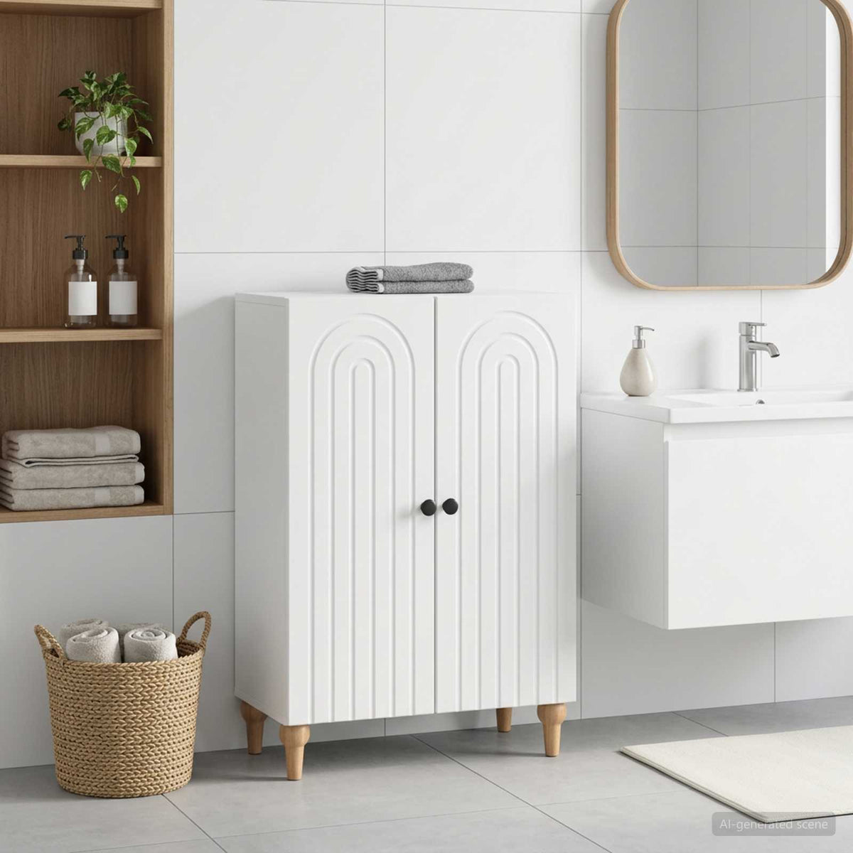 Badezimmer Aufbewahrungsschrank ALKMAAR Weiß 59,5 x 31 x 80 cm