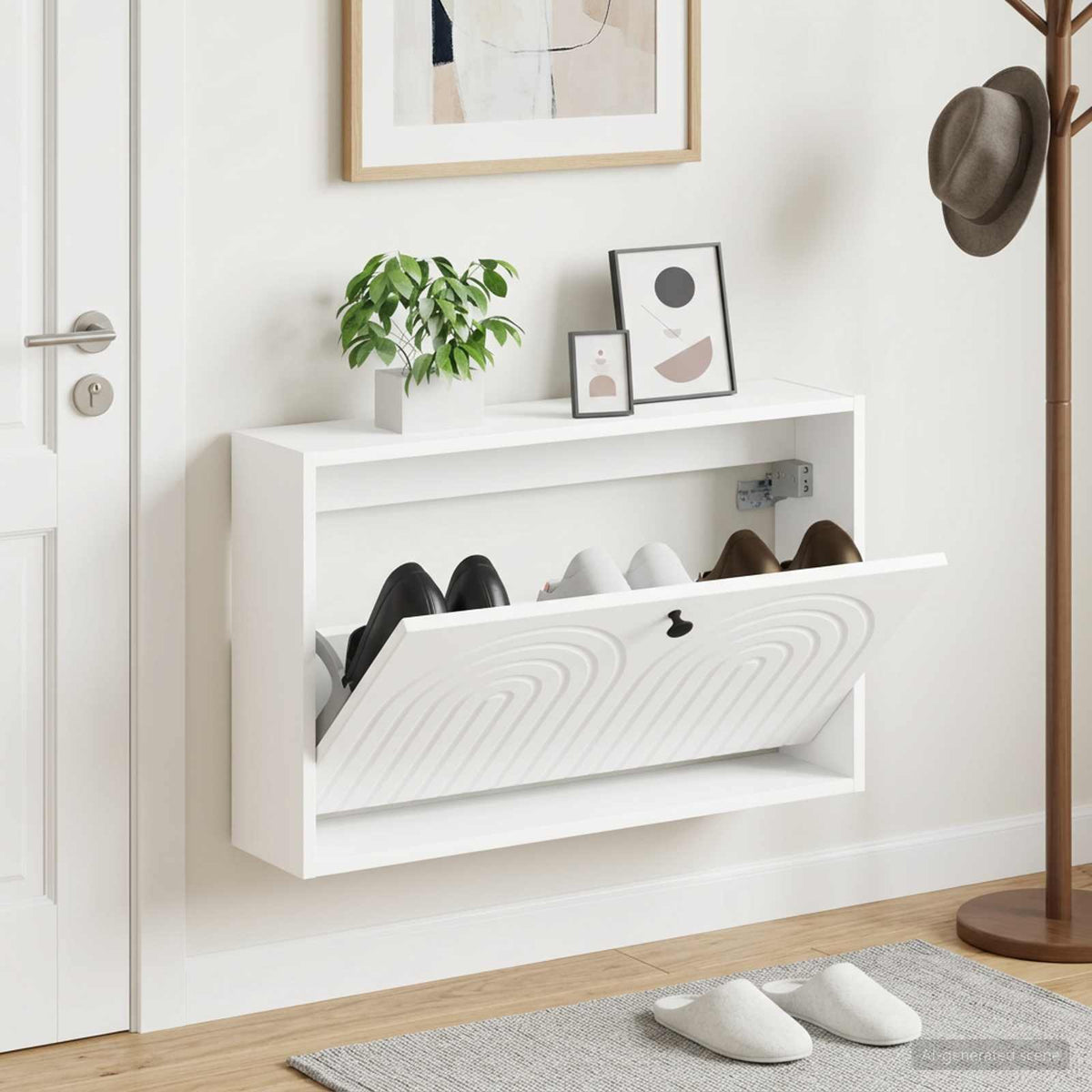 Wandmontierter Schuhschrank ALKMAAR 71 x 17 x 43 cm Weiß