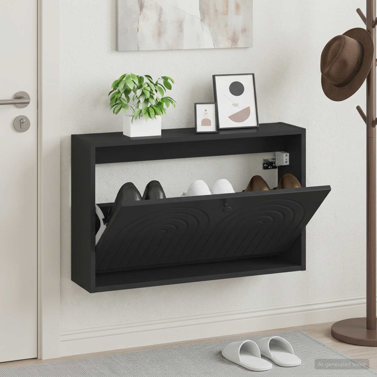 Wandmontierter Schuhschrank ALKMAAR 71 x 17 x 43 cm Schwarz