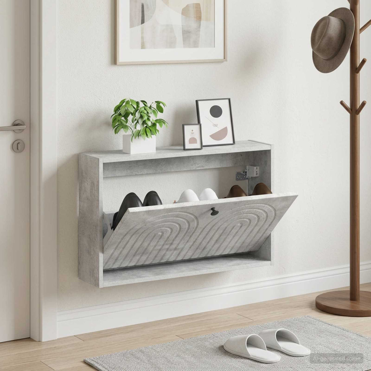 Wandmontierter Schuhschrank ALKMAAR 71 x 17 x 43 cm Betongrau