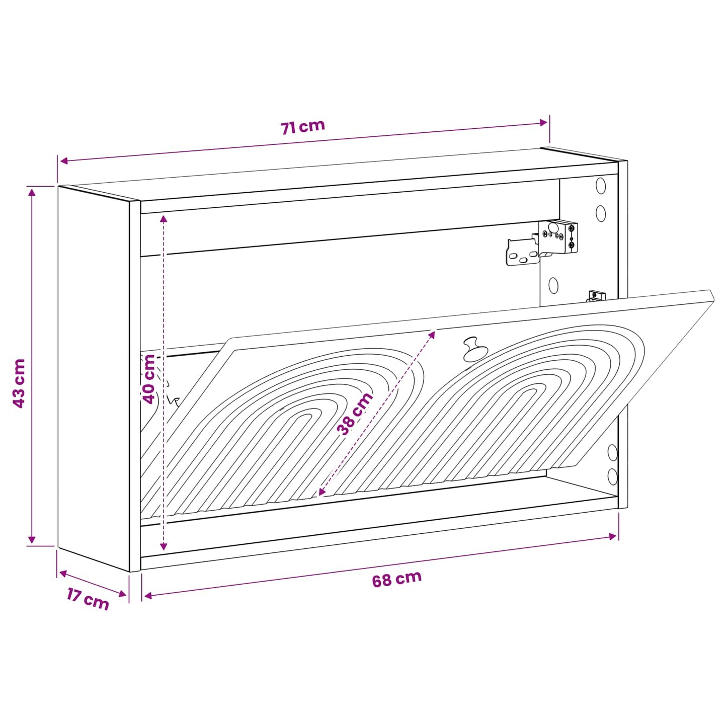 Wandmontierter Schuhschrank ALKMAAR 71 x 17 x 43 cm Betongrau