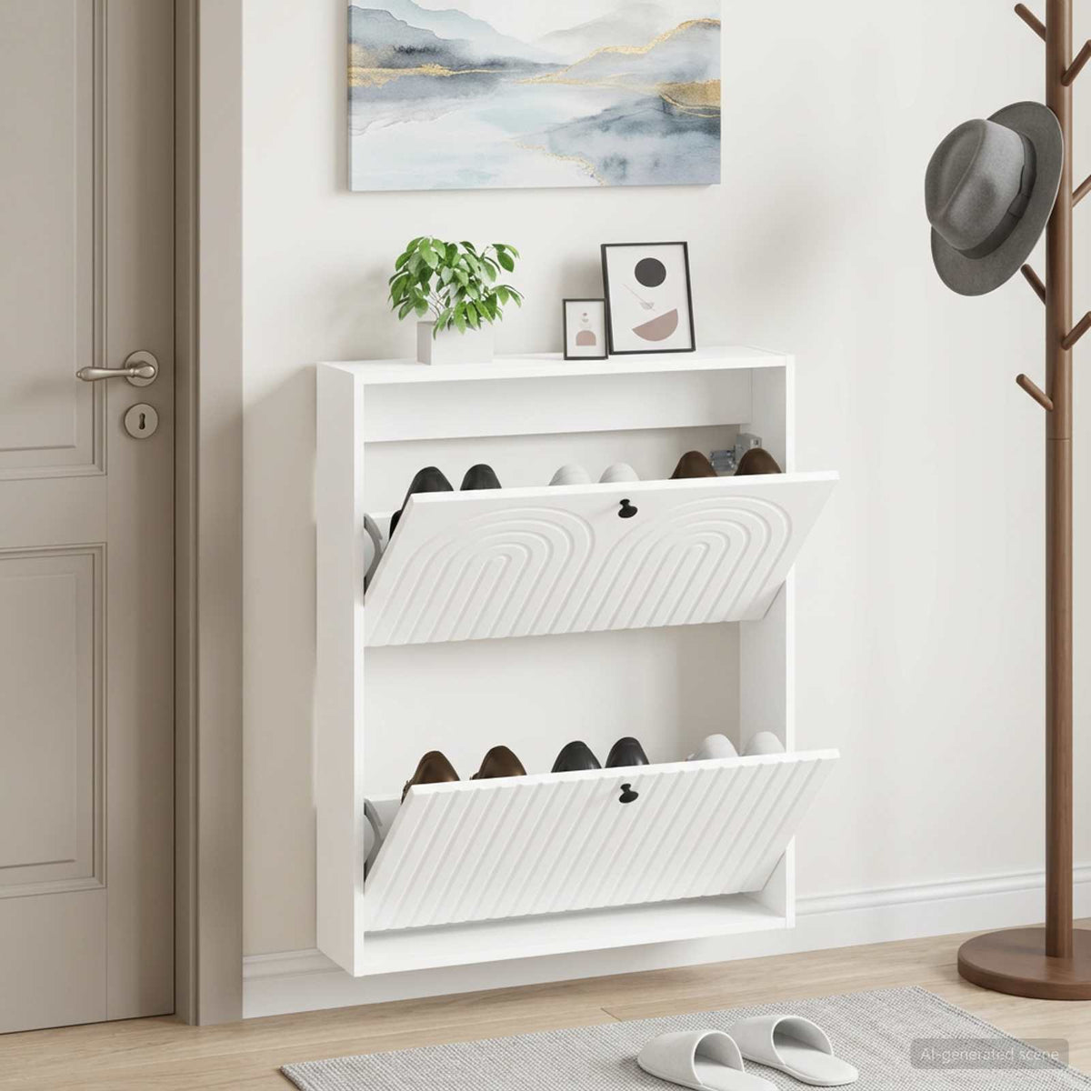 Wandmontierter Schuhschrank ALKMAAR 71 x 17 x 86 cm Weiß