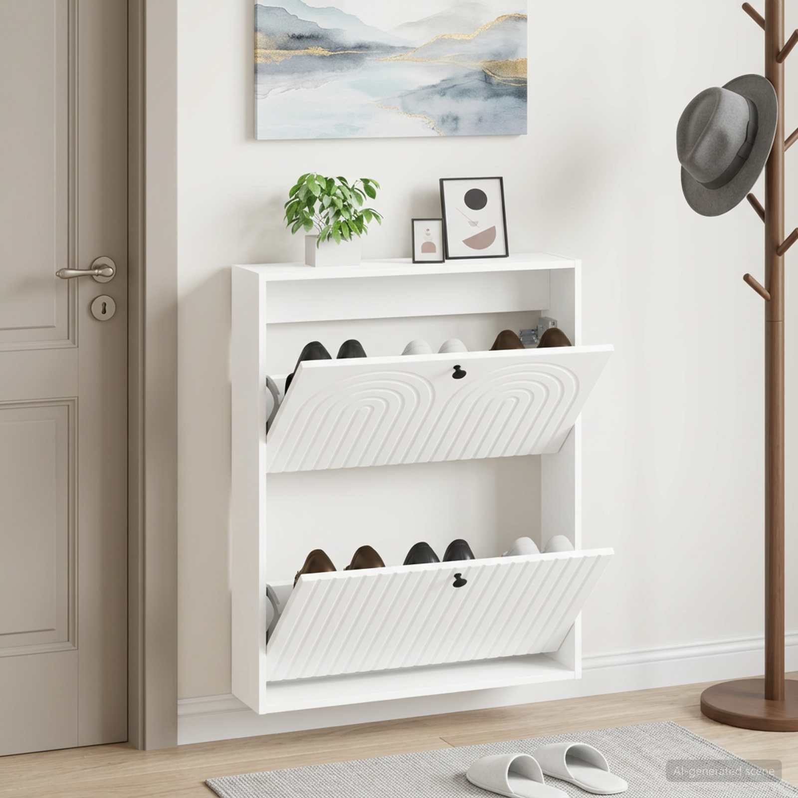 Wandmontierter Schuhschrank ALKMAAR 71 x 17 x 86 cm Weiß